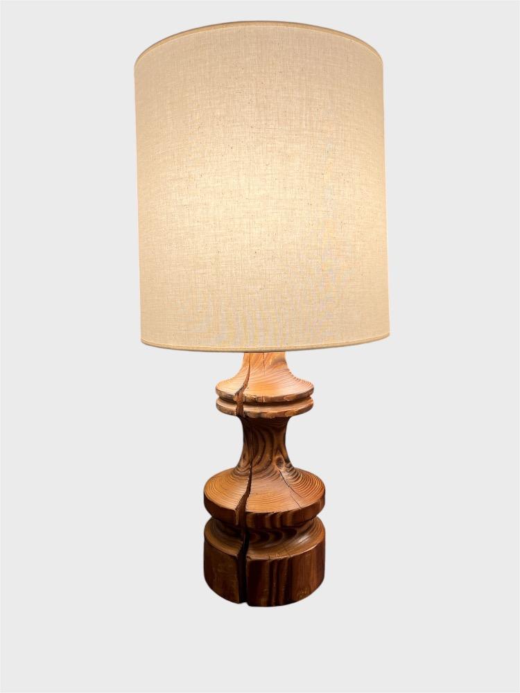 Pair of burnt pine table lamps.Circa 1970.