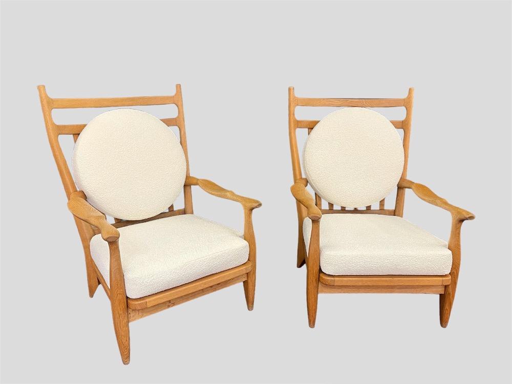 Pair of oak armchairs. Guillerme et Chambron. France circa1960.