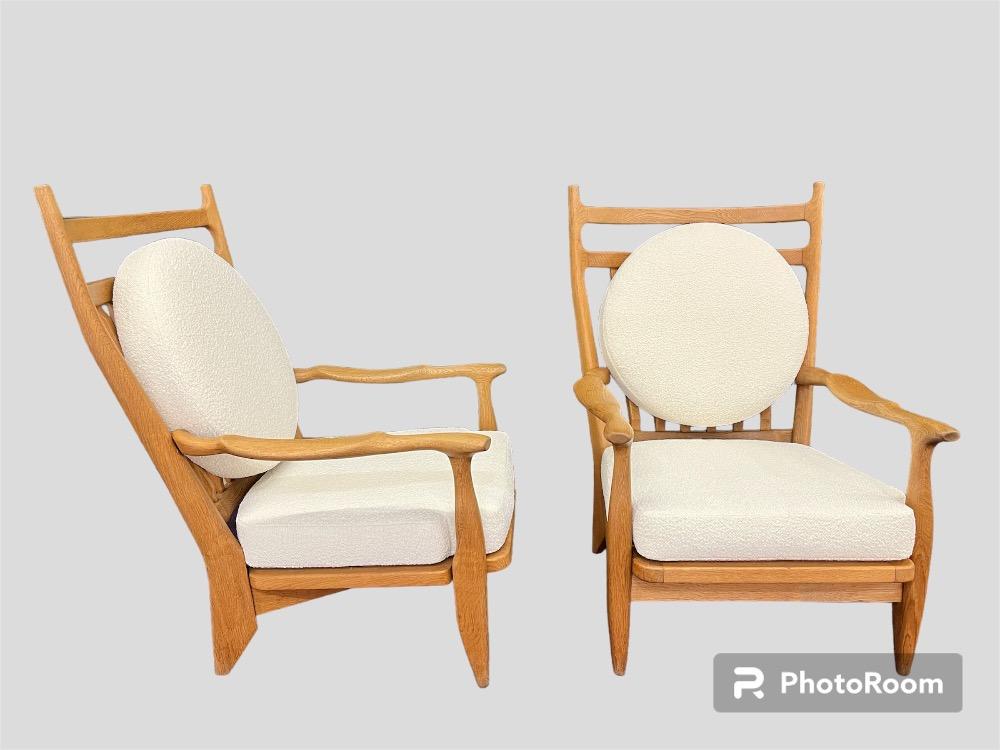 Pair of oak armchairs. Guillerme et Chambron. France circa1960.