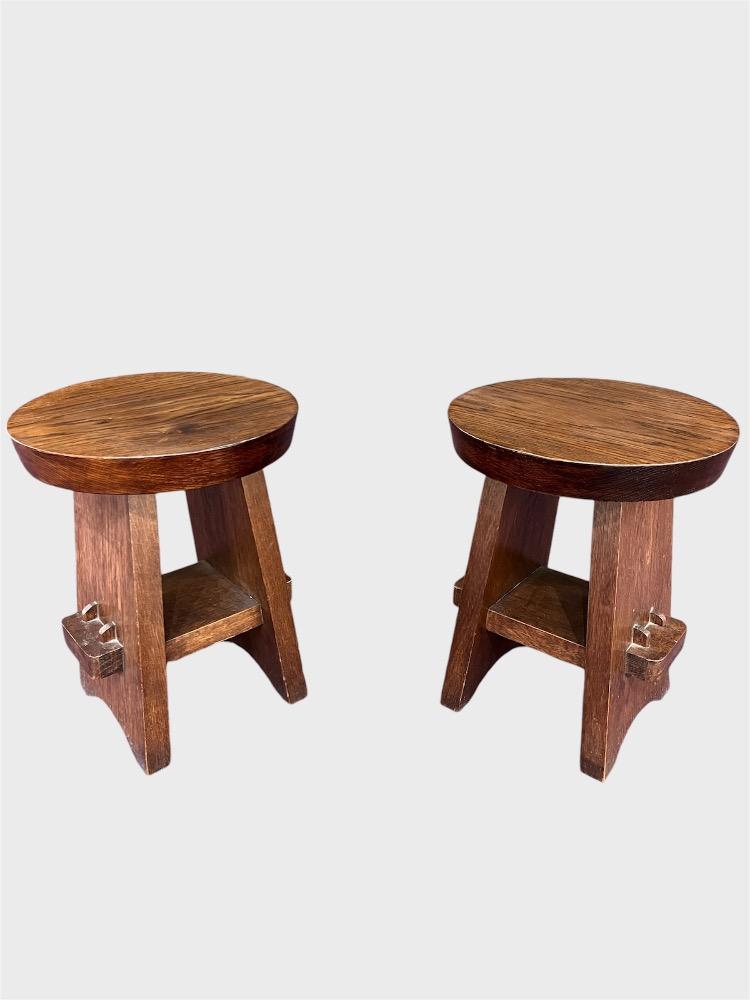 Pair of oak tables. France circa 1940.