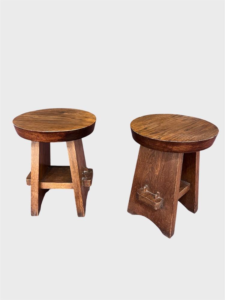 Pair of oak tables. France circa 1940.