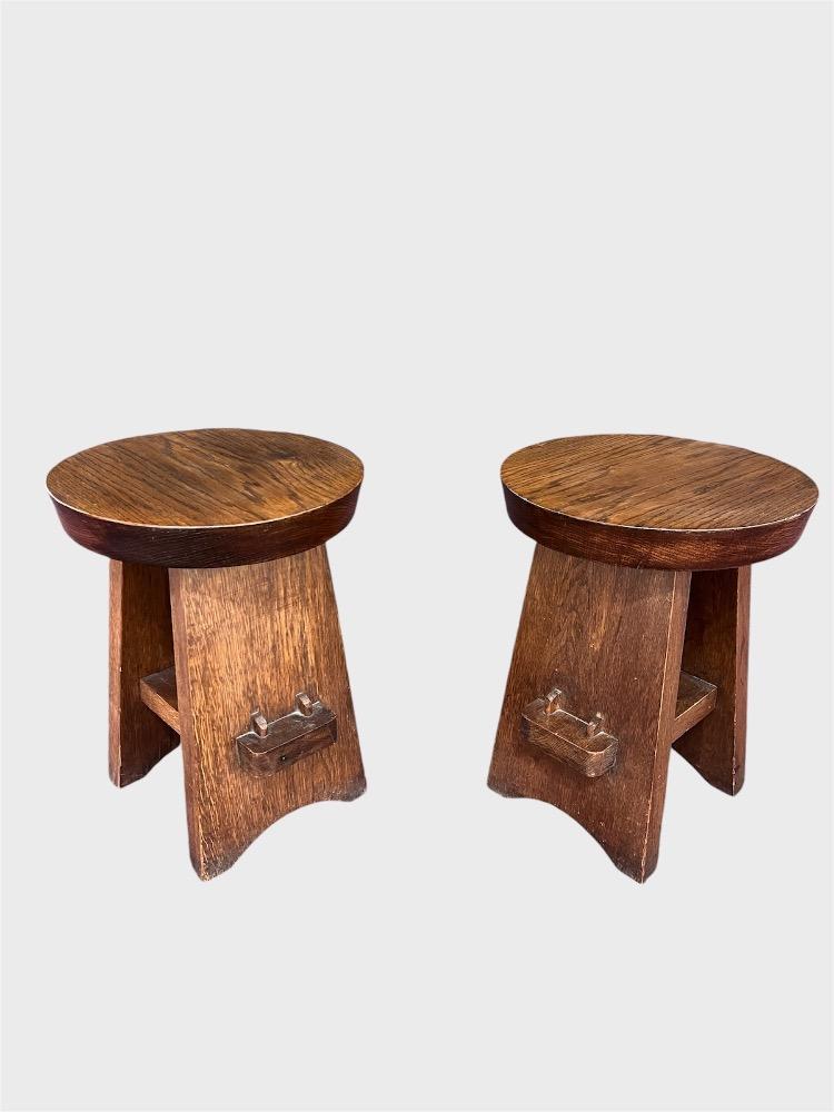 Pair of oak tables. France circa 1940.